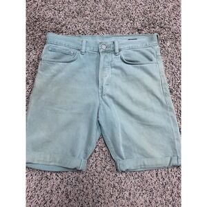 Men's Green Denim Shorts Sz 32 - Ampersand Denim "&" - Cuffed - Slim